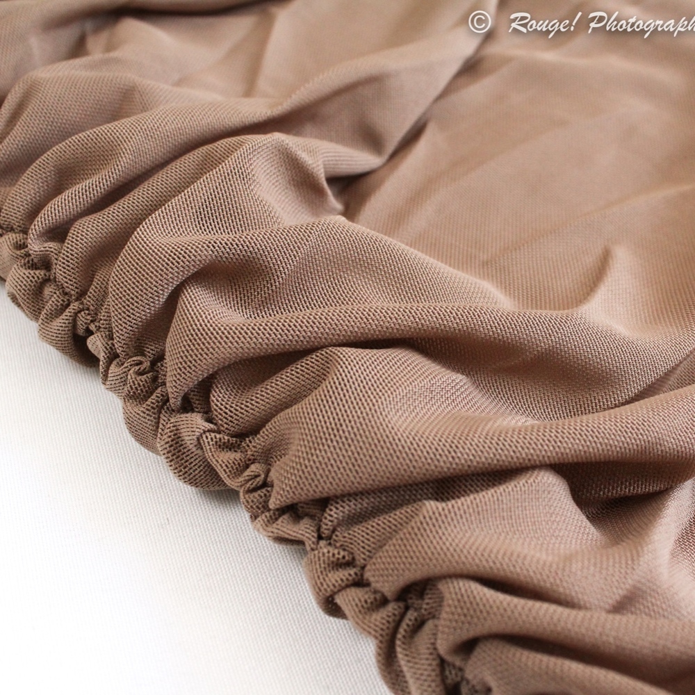 Light Brown Mesh Ruched Tube Cami Long Dress - Picture 7 of 8